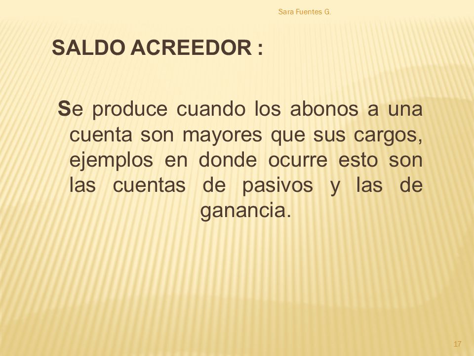 Sara Fuentes G. SALDO ACREEDOR :