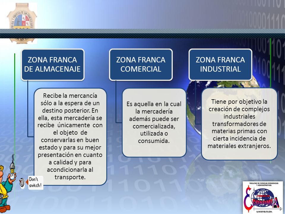 ZONA FRANCA DE ALMACENAJE ZONA FRANCA COMERCIAL ZONA FRANCA INDUSTRIAL
