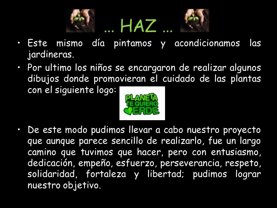 … HAZ … Este mismo día pintamos y acondicionamos las jardineras.