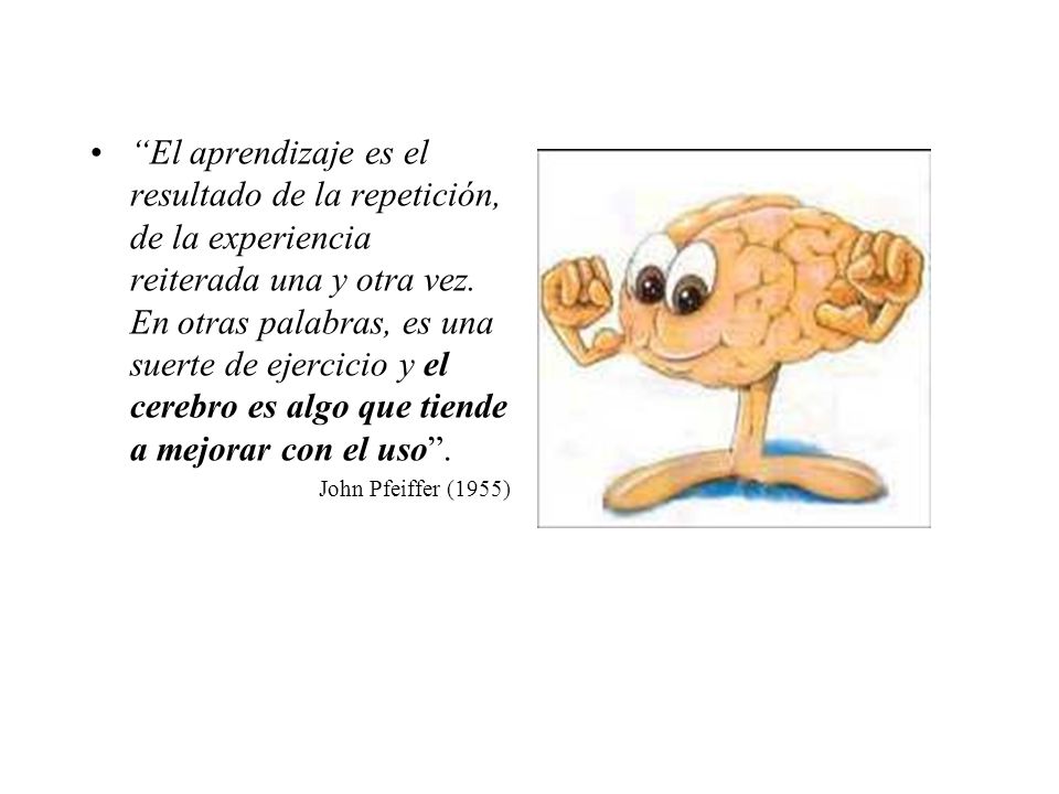 El aprendizaje es el resultado de la repetición, de la experiencia reiterada una y otra vez. En otras palabras, es una suerte de ejercicio y el cerebro es algo que tiende a mejorar con el uso .