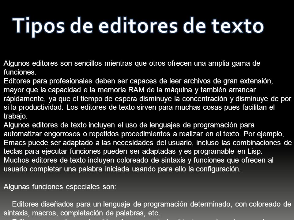 Tipos de editores de texto