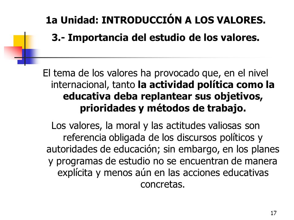 1a Unidad: INTRODUCCIÓN A LOS VALORES.