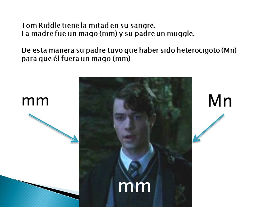 mm Mn mm Tom Riddle tiene la mitad en su sangre.