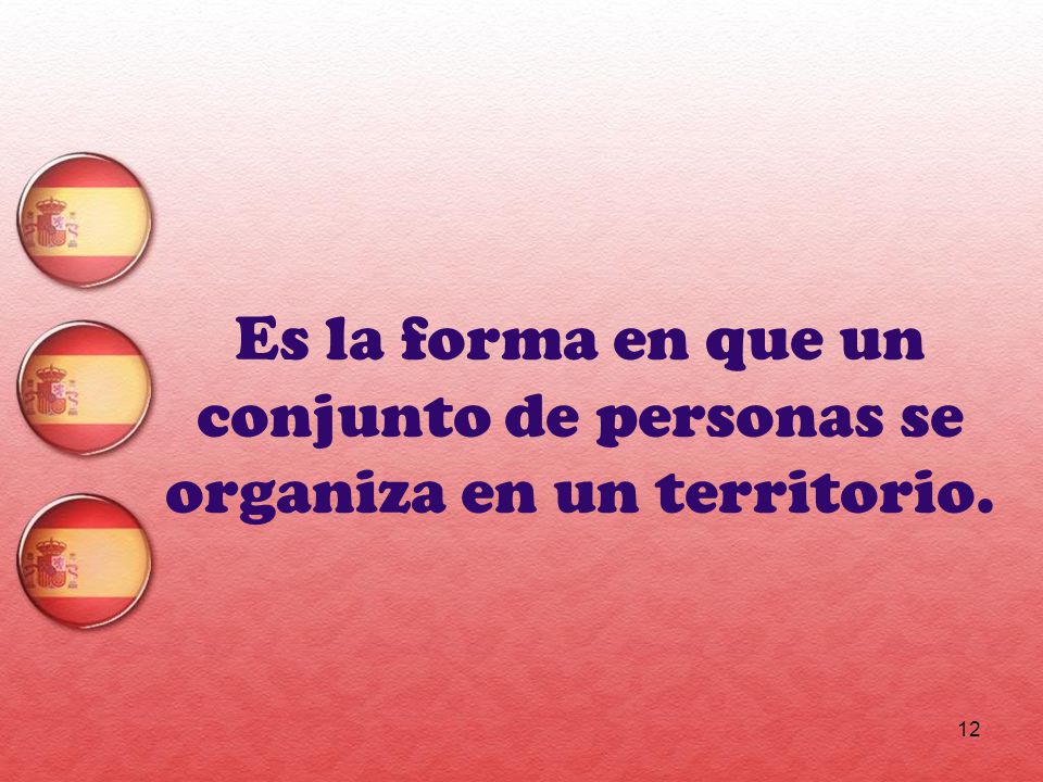 Es la forma en que un conjunto de personas se organiza en un territorio.