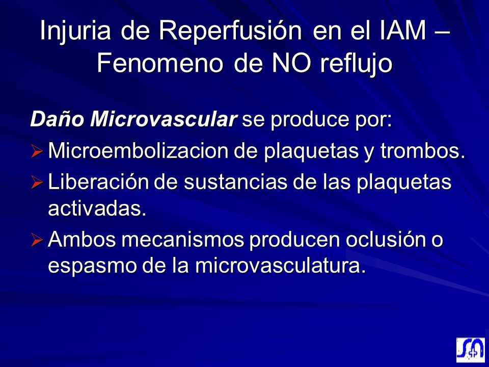 Injuria de Reperfusión en el IAM – Fenomeno de NO reflujo