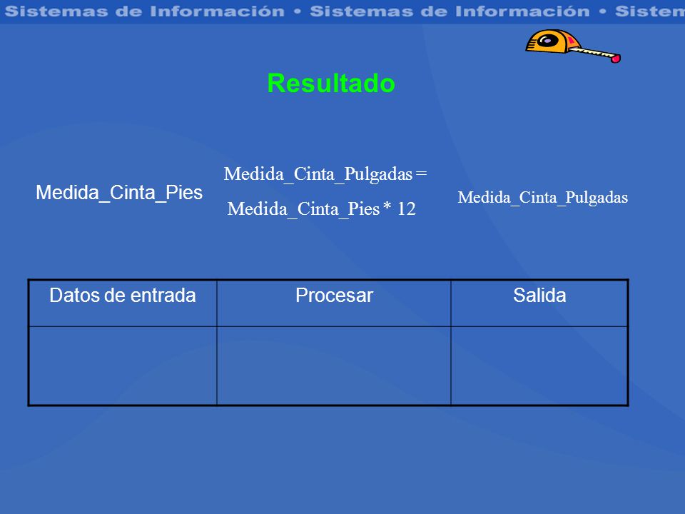 Resultado Medida_Cinta_Pulgadas = Medida_Cinta_Pies * 12