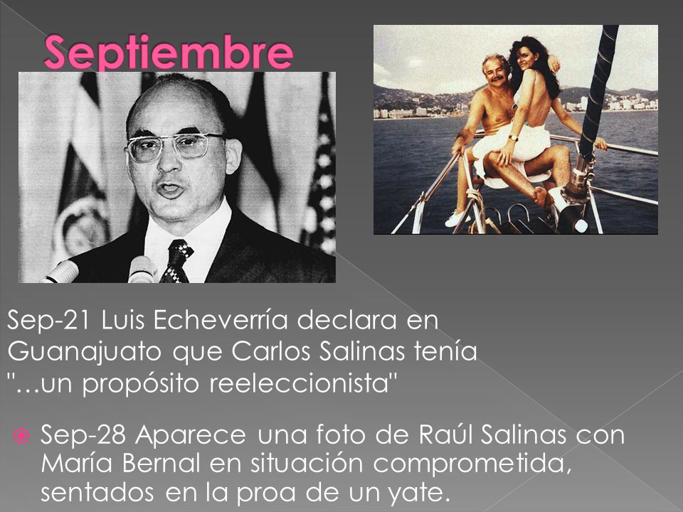 Septiembre Sep-21 Luis Echeverría declara en Guanajuato que Carlos Salinas tenía …un propósito reeleccionista