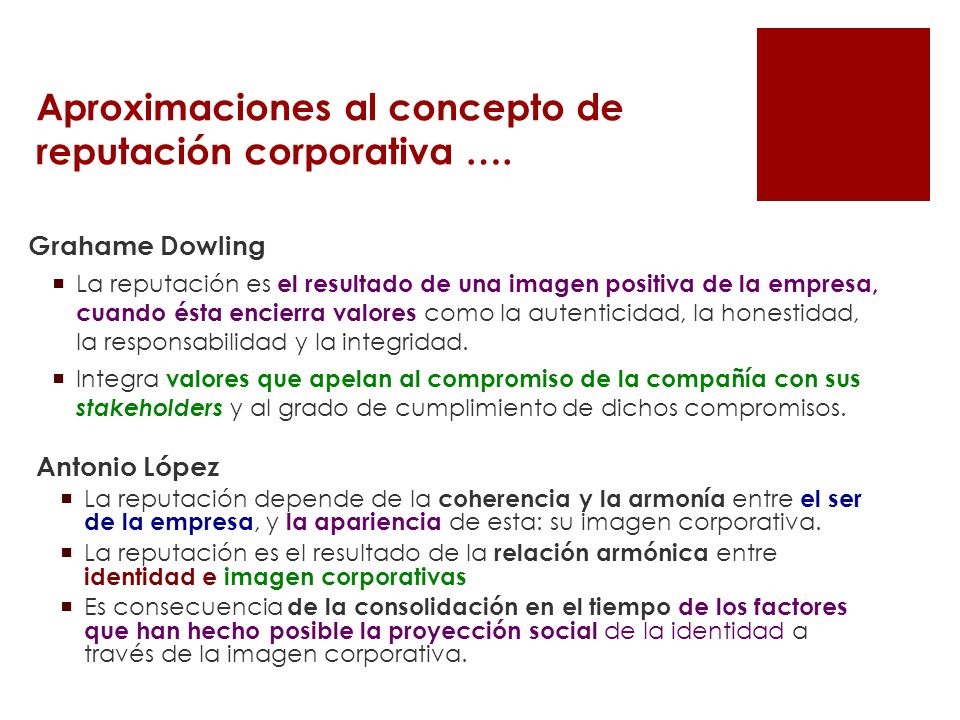Aproximaciones al concepto de reputación corporativa ….