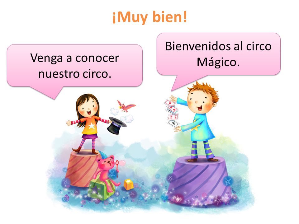¡Muy bien! Bienvenidos al circo Mágico. Venga a conocer nuestro circo.