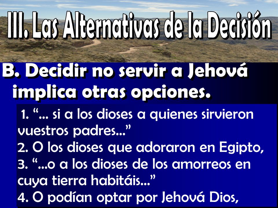 III. Las Alternativas de la Decisión