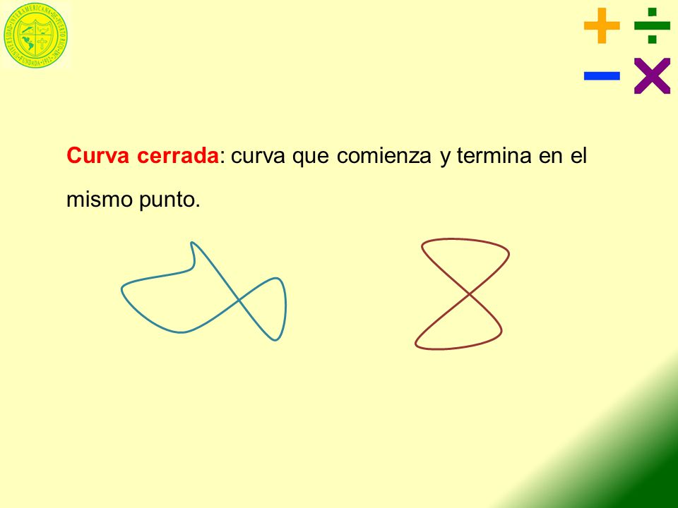 Curva cerrada: curva que comienza y termina en el mismo punto.