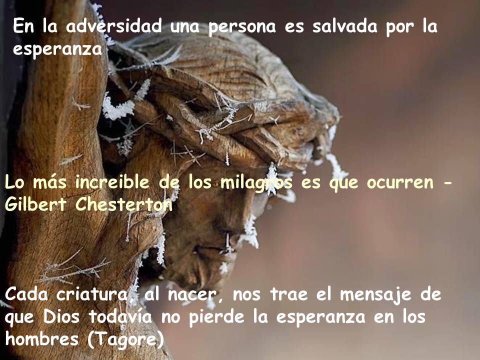 En la adversidad una persona es salvada por la esperanza