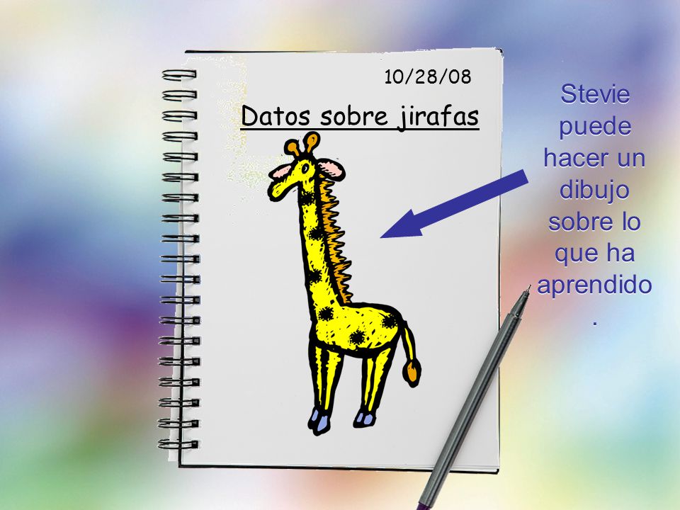 Stevie puede hacer un dibujo sobre lo que ha aprendido.