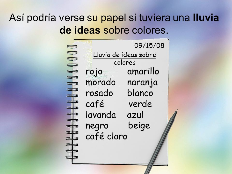Lluvia de ideas sobre colores