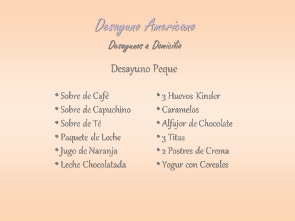Desayuno Americano Desayunos a Domicilio Desayuno Peque Sobre de Café