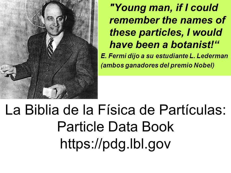 Young man, if I could remember the names of these particles, I would have been a botanist!
