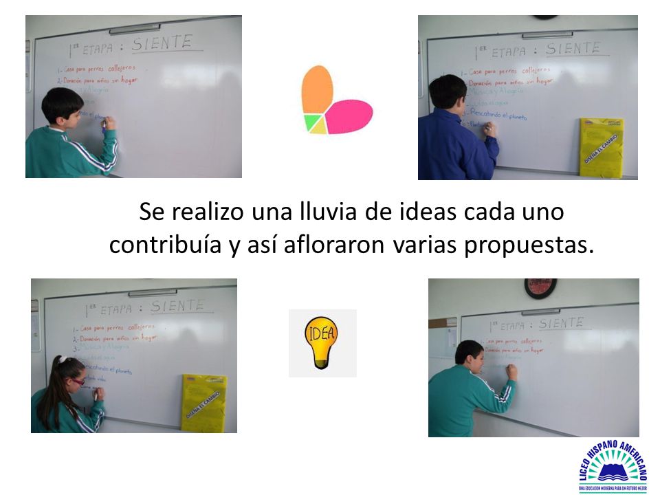 Se realizo una lluvia de ideas cada uno contribuía y así afloraron varias propuestas.
