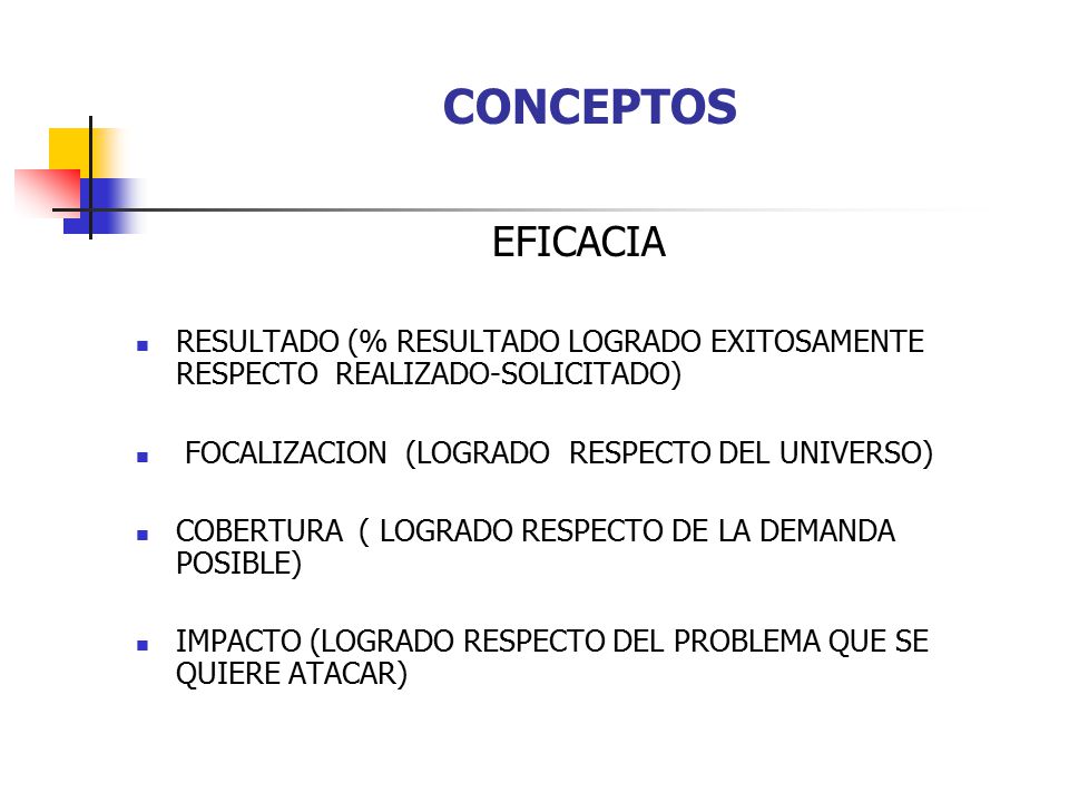 CONCEPTOS EFICACIA. RESULTADO (% RESULTADO LOGRADO EXITOSAMENTE RESPECTO REALIZADO-SOLICITADO) FOCALIZACION (LOGRADO RESPECTO DEL UNIVERSO)