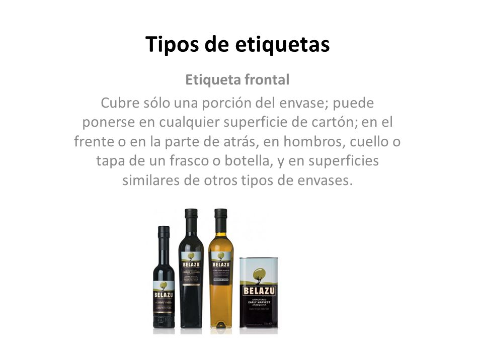 Tipos de etiquetas Etiqueta frontal