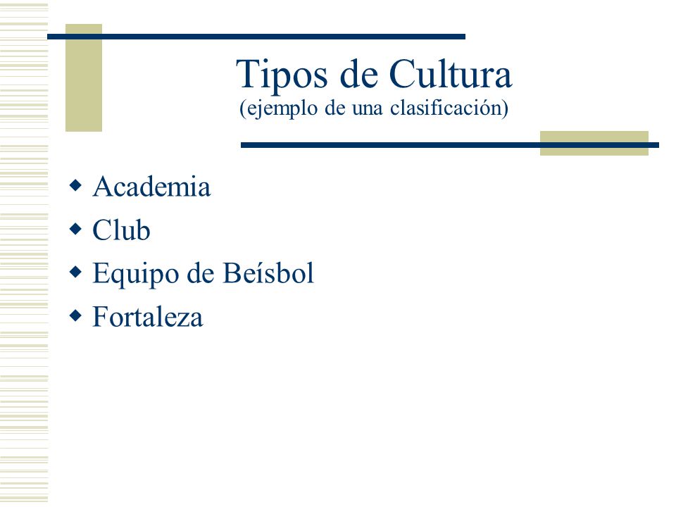 Tipos de Cultura (ejemplo de una clasificación)