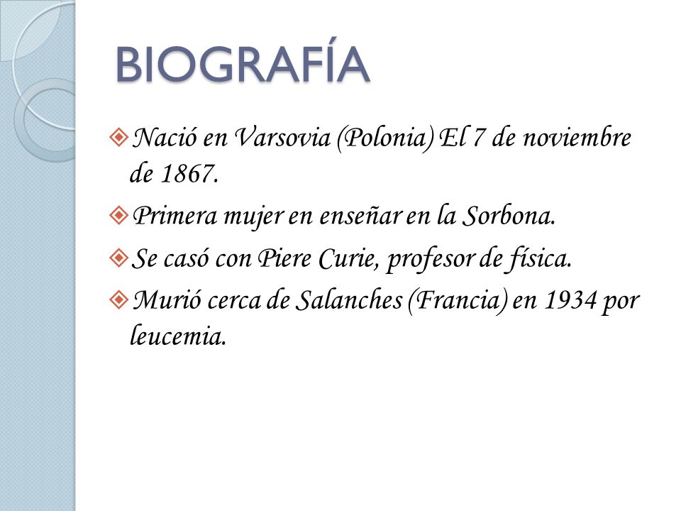 BIOGRAFÍA Nació en Varsovia (Polonia) El 7 de noviembre de 1867.