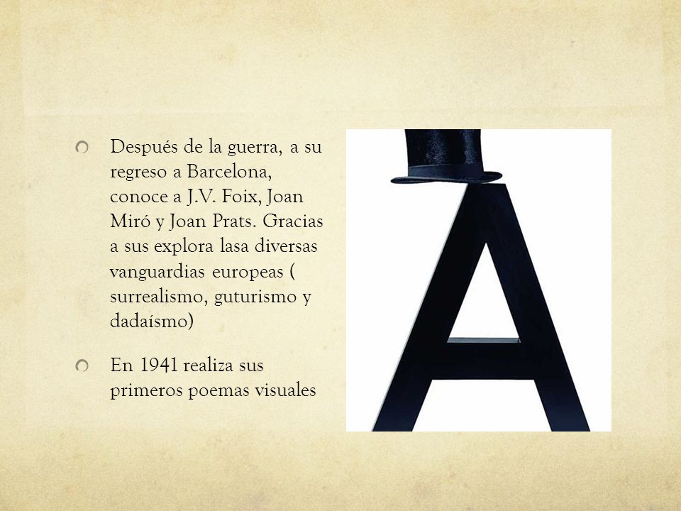 Después de la guerra, a su regreso a Barcelona, conoce a J. V