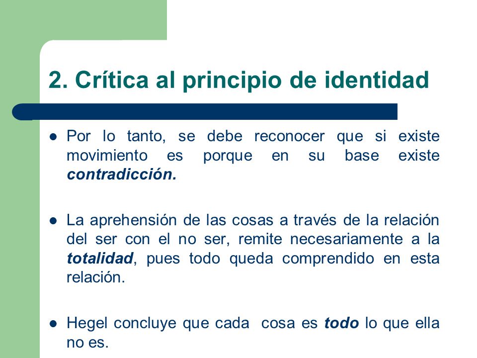 2. Crítica al principio de identidad
