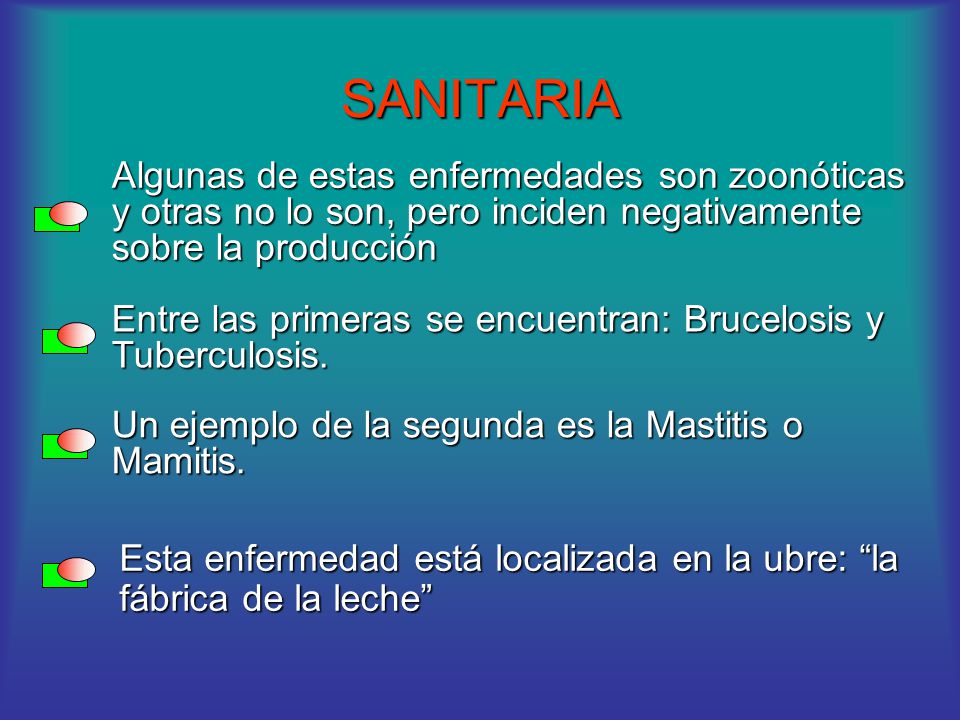 SANITARIA Algunas de estas enfermedades son zoonóticas y otras no lo son, pero inciden negativamente sobre la producción.