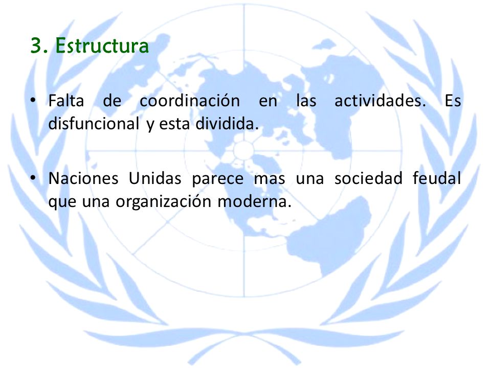3. Estructura Falta de coordinación en las actividades. Es disfuncional y esta dividida.