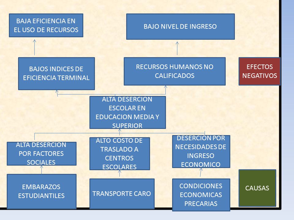 BAJA EFICIENCIA EN EL USO DE RECURSOS BAJO NIVEL DE INGRESO