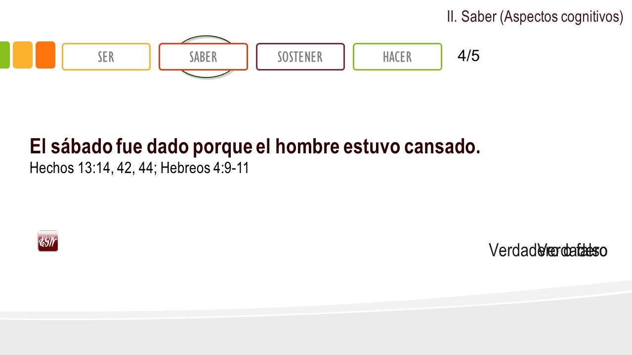 El sábado fue dado porque el hombre estuvo cansado.