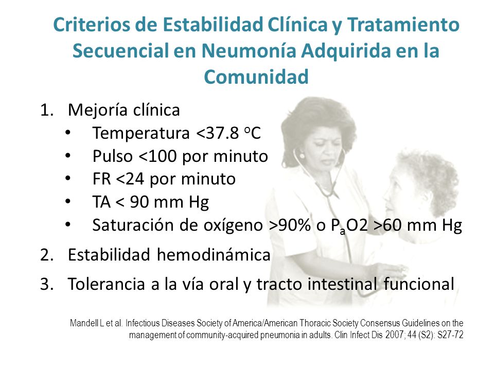 Criterios de Estabilidad Clínica y Tratamiento Secuencial en Neumonía Adquirida en la Comunidad