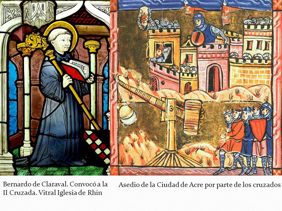 Bernardo de Claraval. Convocó a la II Cruzada. Vitral Iglesia de Rhin
