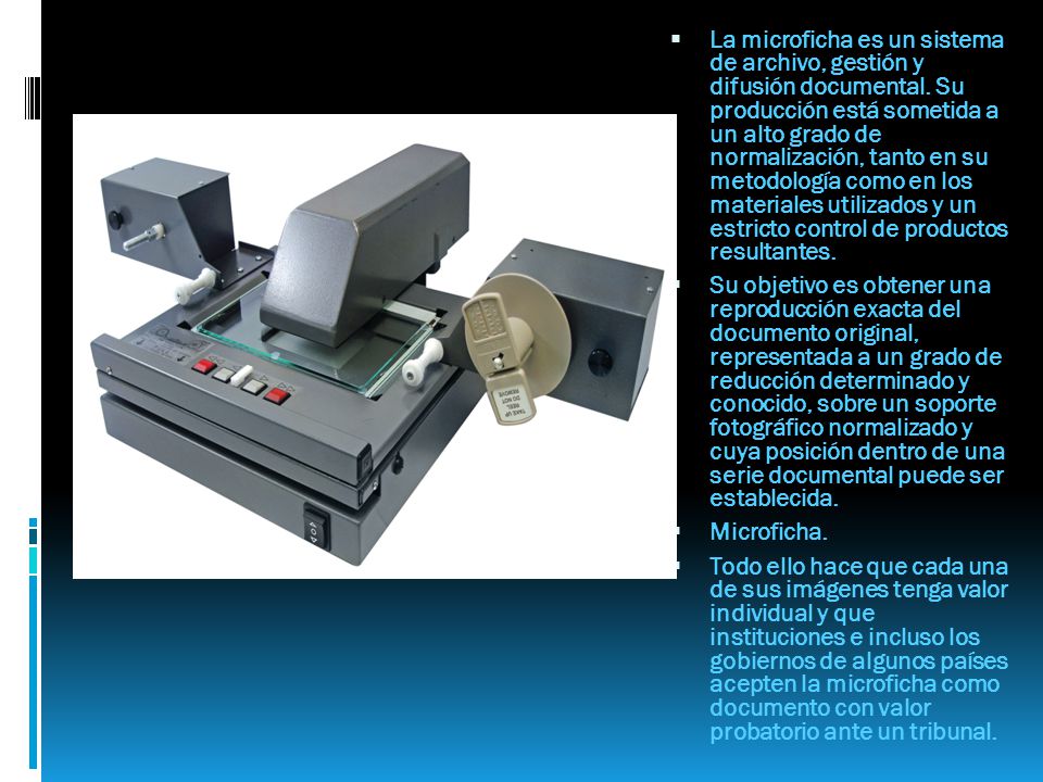 La microficha es un sistema de archivo, gestión y difusión documental