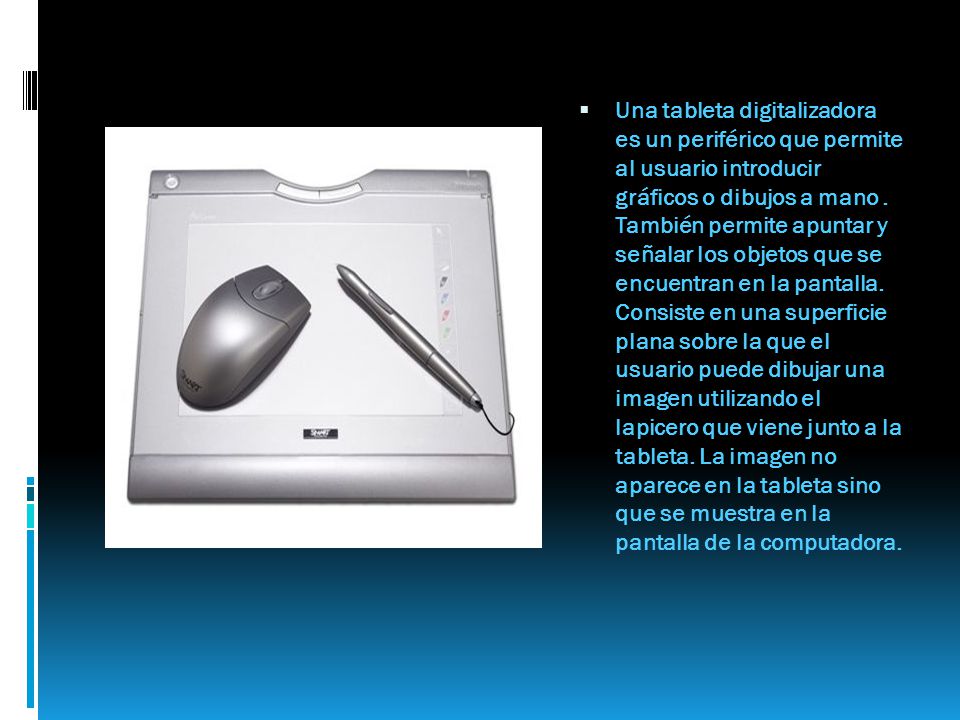 Una tableta digitalizadora es un periférico que permite al usuario introducir gráficos o dibujos a mano .
