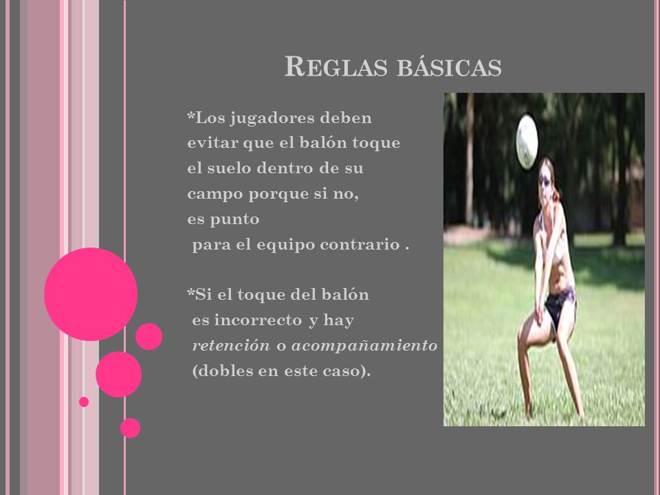 Reglas básicas *Los jugadores deben evitar que el balón toque