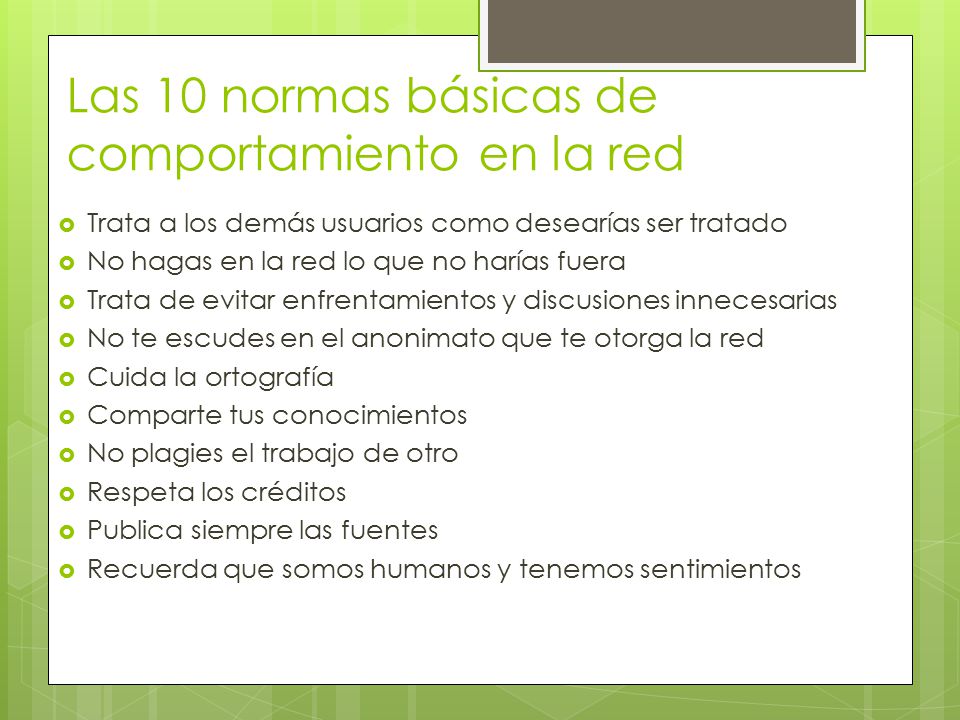 Las 10 normas básicas de comportamiento en la red