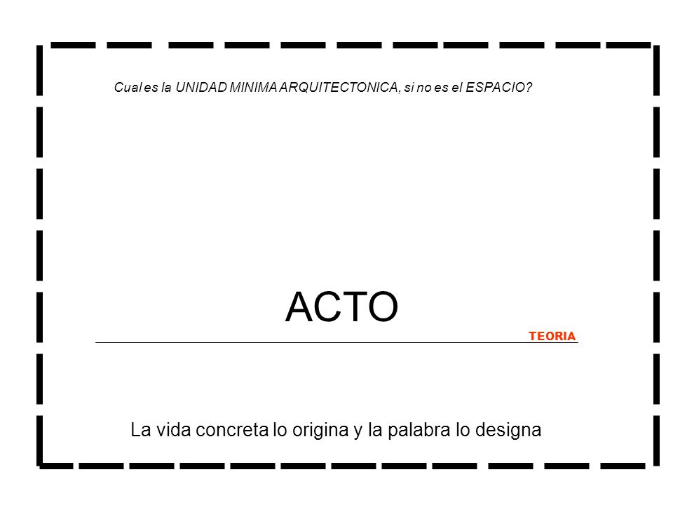 ACTO ESPACIO La vida concreta lo origina y la palabra lo designa