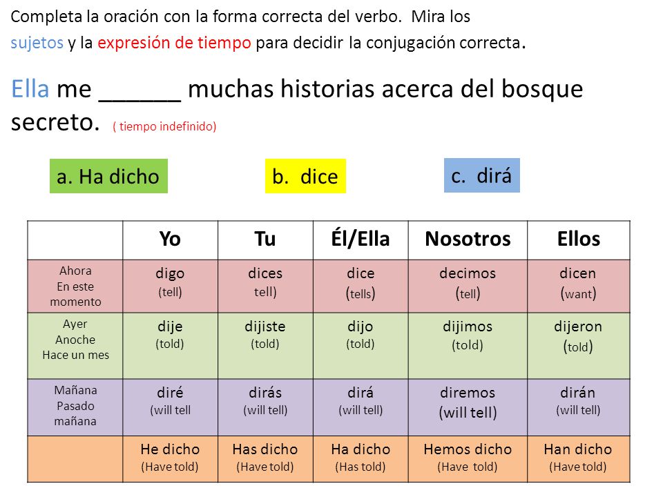 Ella me ______ muchas historias acerca del bosque