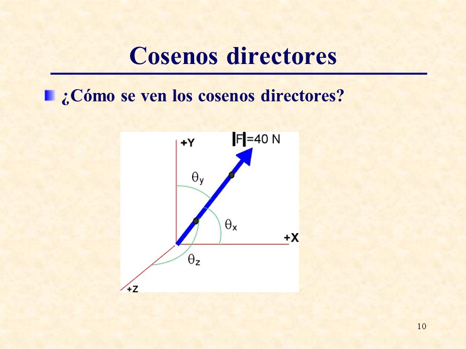 Cosenos directores ¿Cómo se ven los cosenos directores