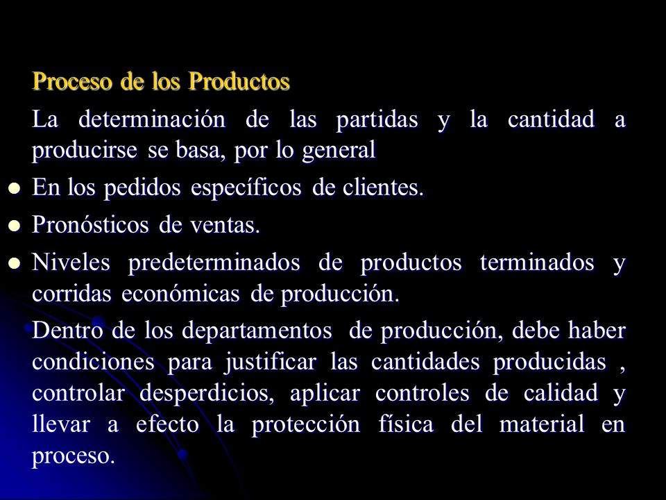 Proceso de los Productos