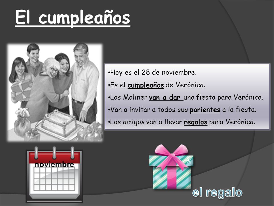 El cumpleaños el regalo noviembre Hoy es el 28 de noviembre.