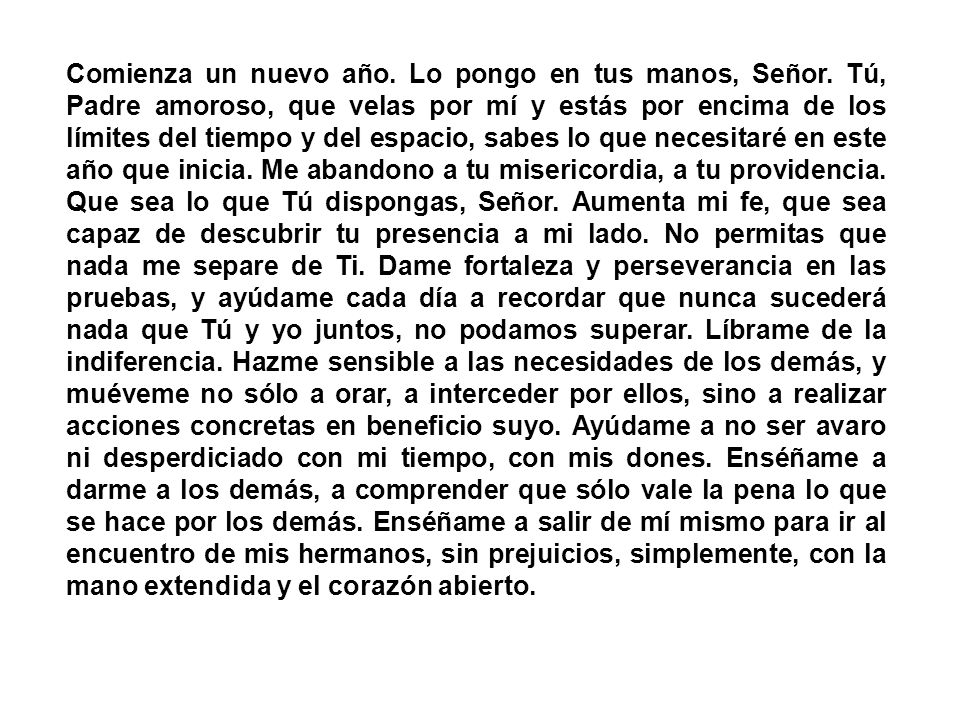 Comienza un nuevo año. Lo pongo en tus manos, Señor