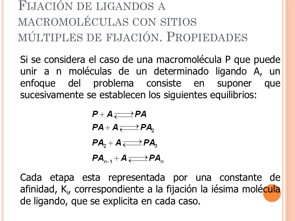 Fijación de ligandos a macromoléculas con sitios múltiples de fijación