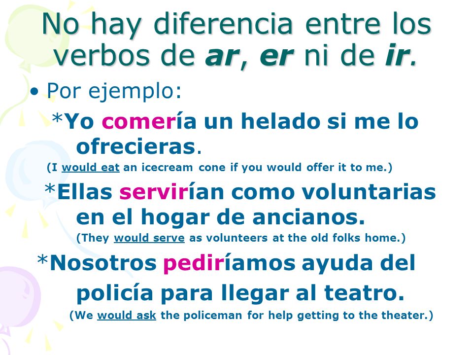 No hay diferencia entre los verbos de ar, er ni de ir.