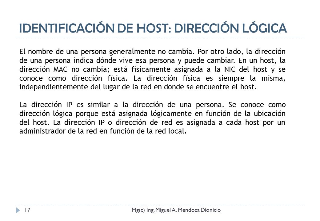 IDENTIFICACIÓN DE HOST: DIRECCIÓN LÓGICA