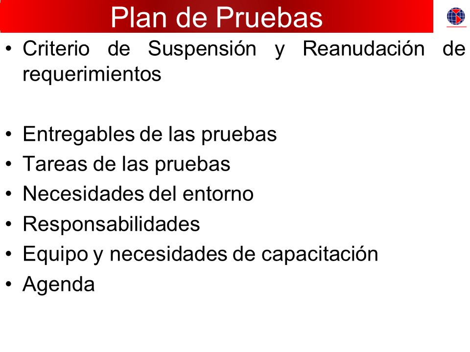 Plan de Pruebas Criterio de Suspensión y Reanudación de requerimientos
