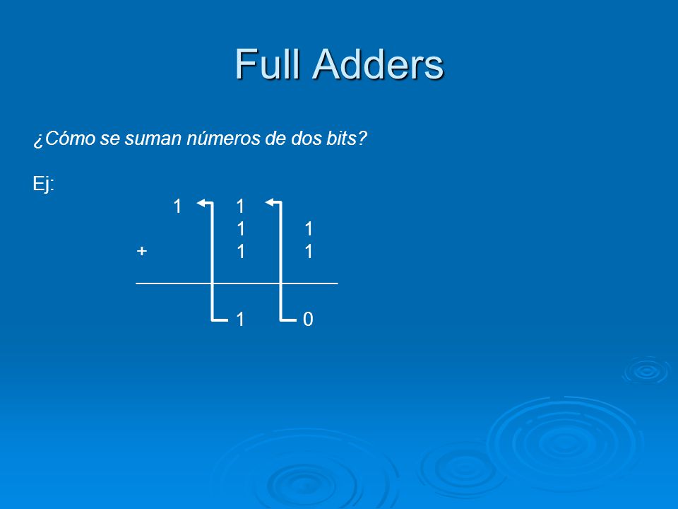 Full Adders ¿Cómo se suman números de dos bits Ej: