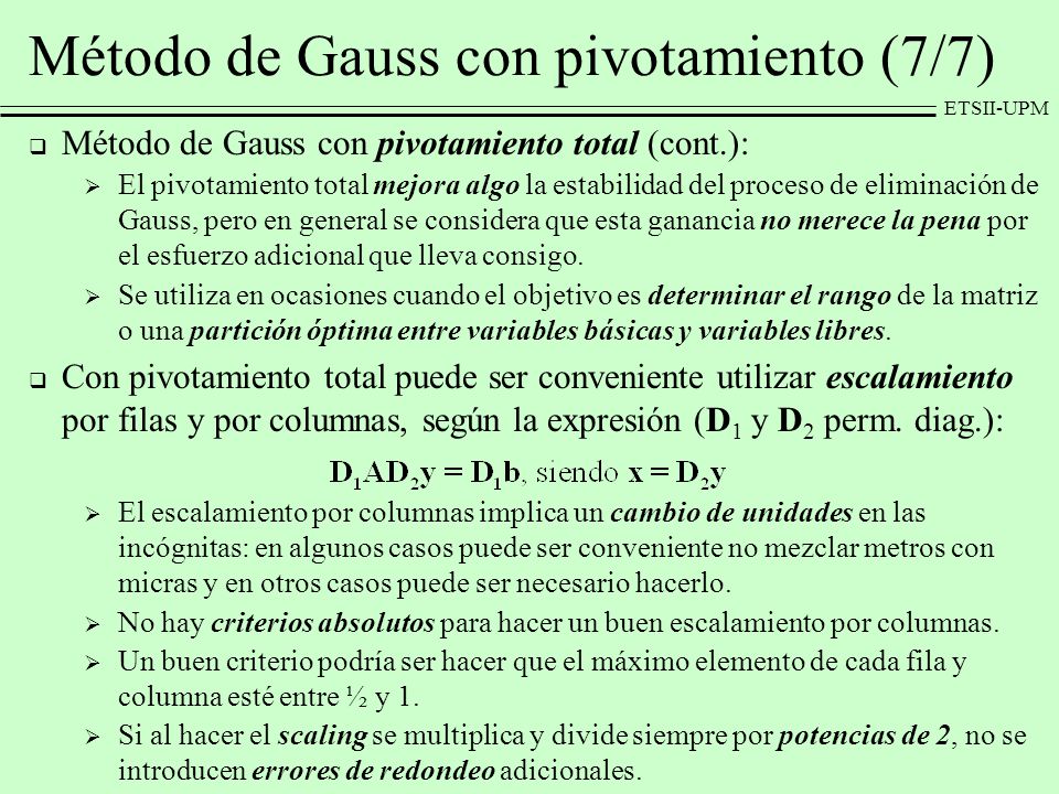 Método de Gauss con pivotamiento (7/7)