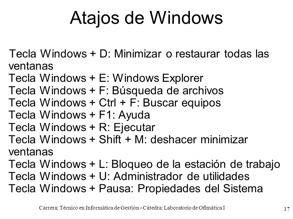 Atajos de Windows